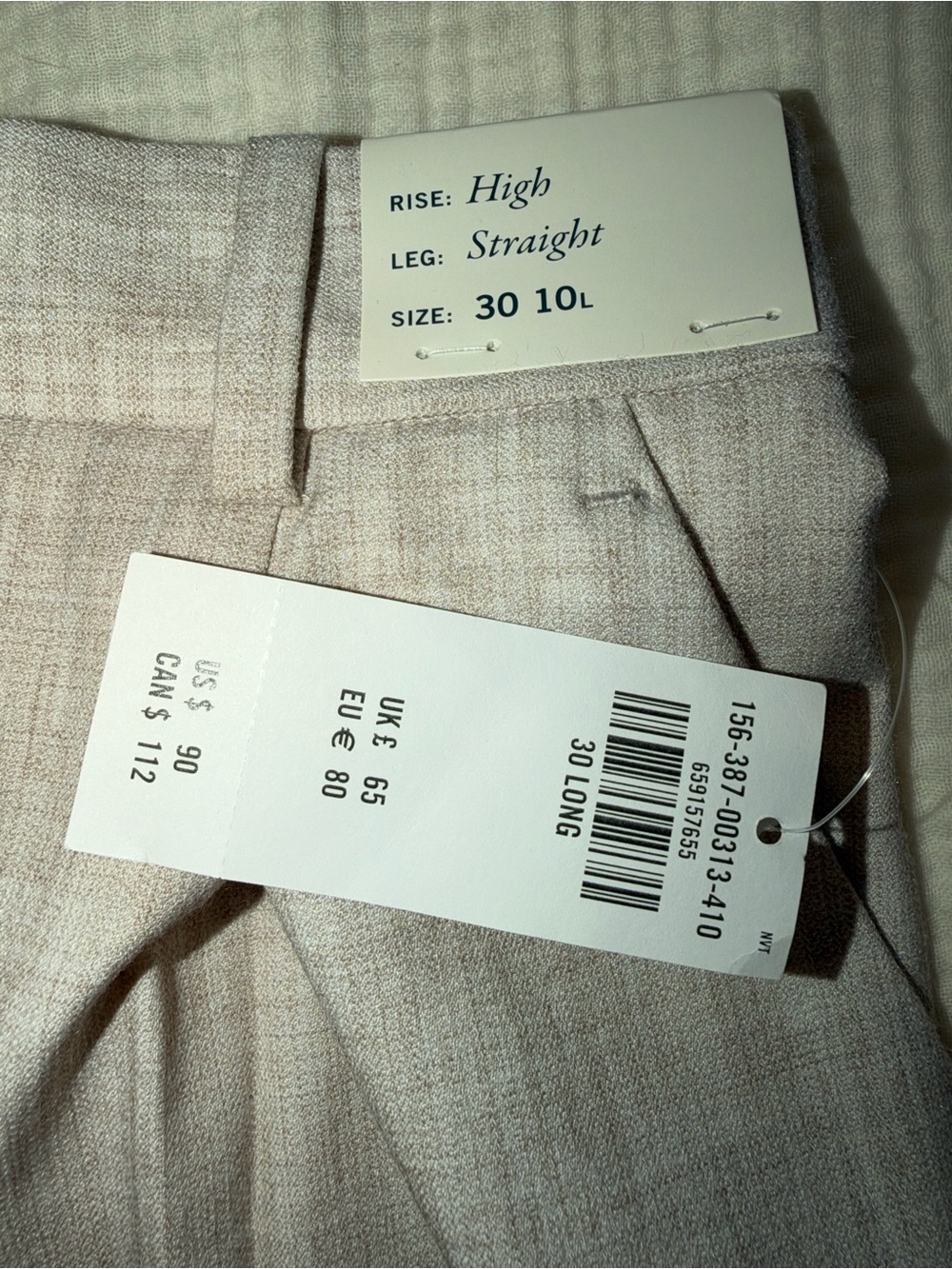 Abercrombie & Fitch Light Beige Tailored High-Waist Trousers - Picture 4 of 5